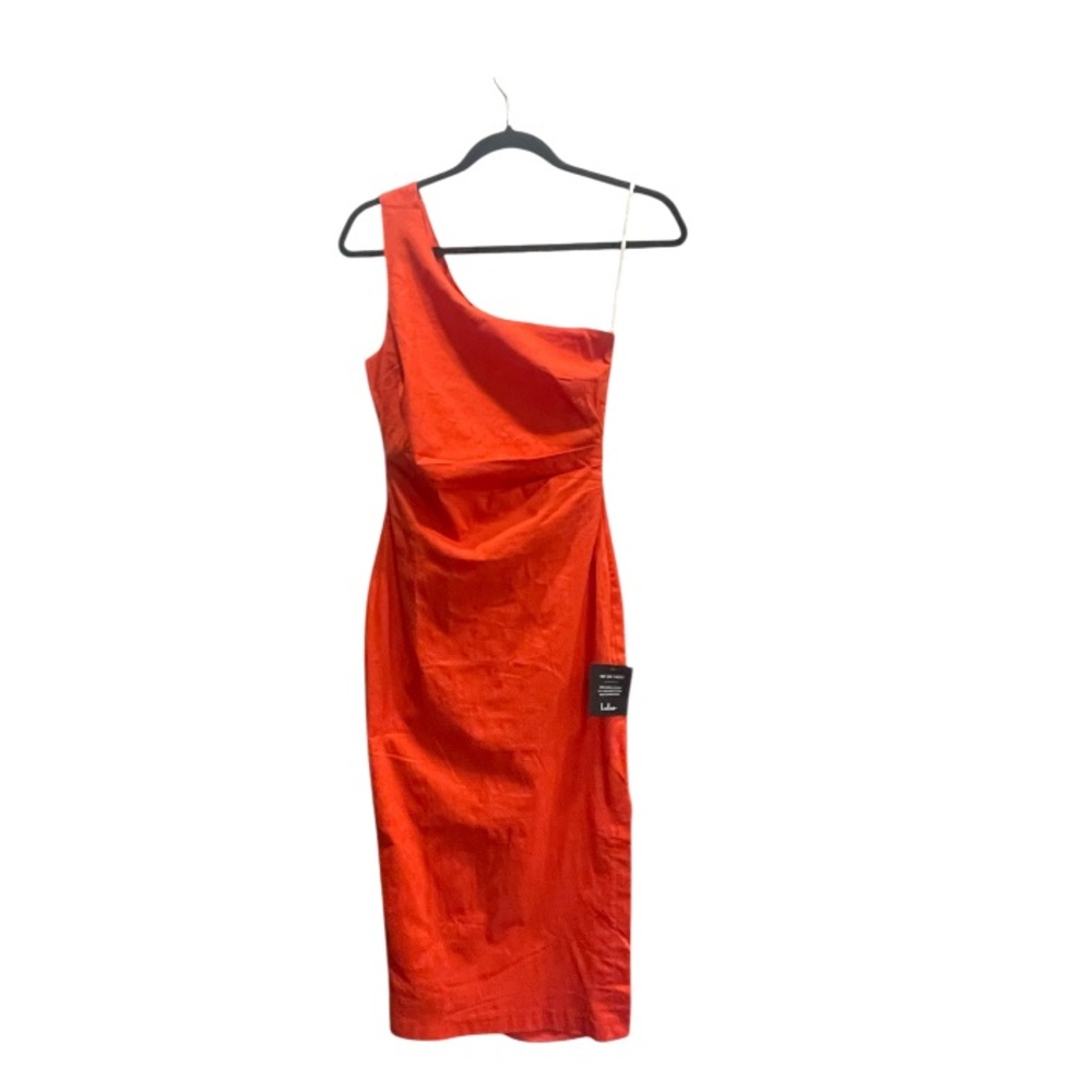 Lulus Poised in Positano One Shoulder Midi Dress Size Small